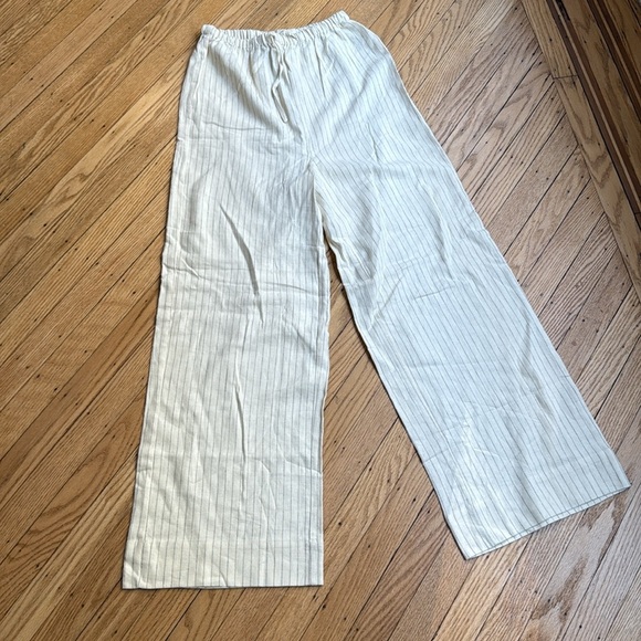 WeWoreWhat Tie Waist  Cream Wide Leg linen blend  Pants size xs - Picture 3 of 11